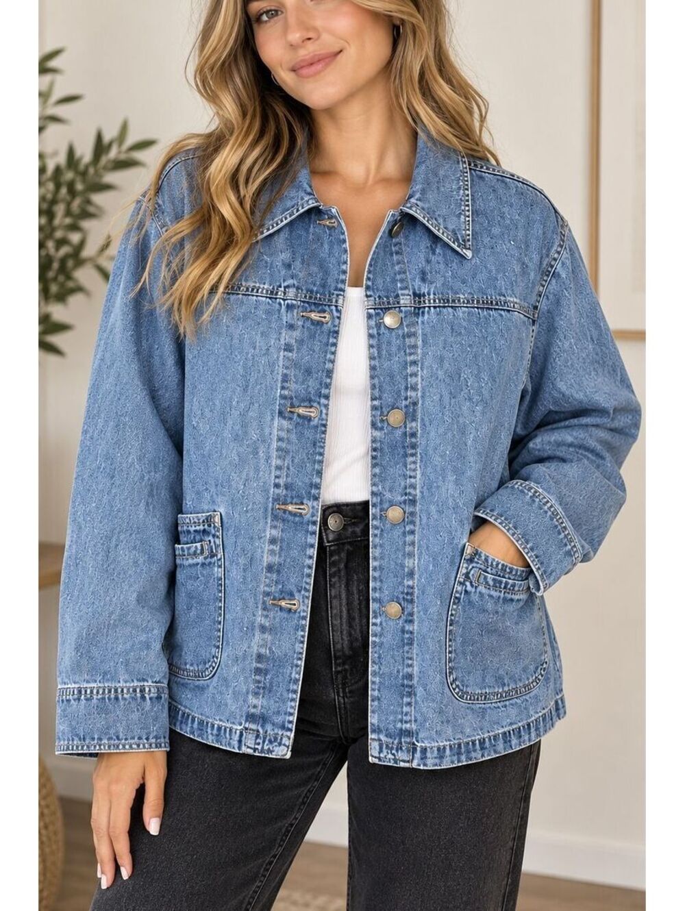 Vintage 90s Y2K Crossroads Denim Jacket Women's Light Wash Cotton Chore